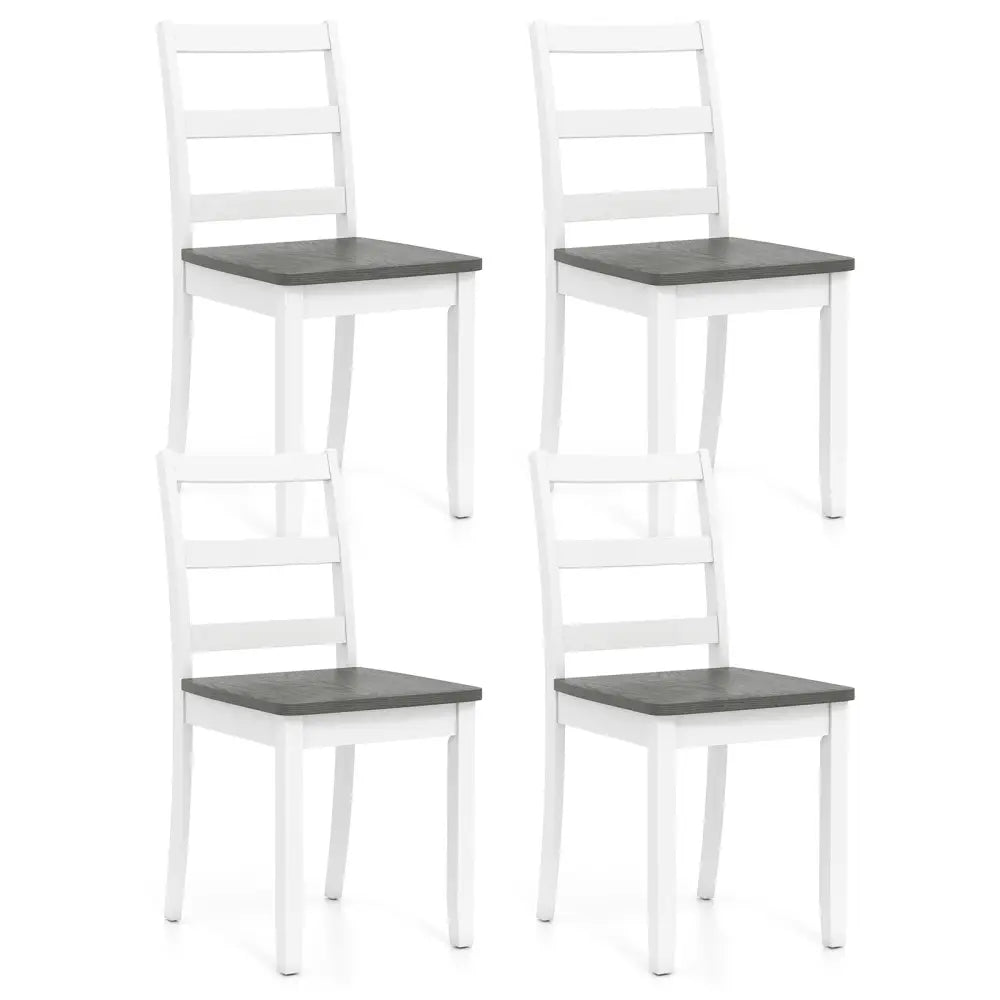 Set of 4 Wood Dining Chairs with Solid Rubber Wood Legs-Gray - Gray - Dining Chairs