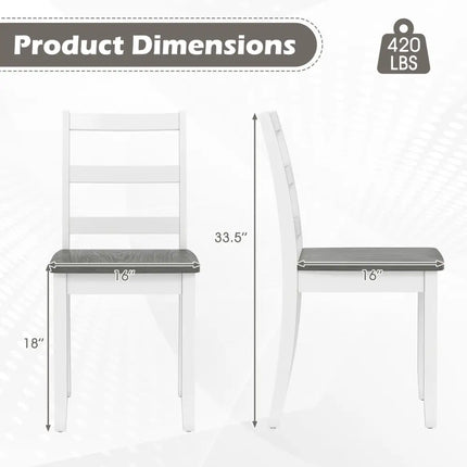 Set of 4 Wood Dining Chairs with Solid Rubber Wood Legs-Gray - Gray - Dining Chairs