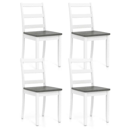 Set of 4 Wood Dining Chairs with Solid Rubber Wood Legs-Gray - Gray - Dining Chairs