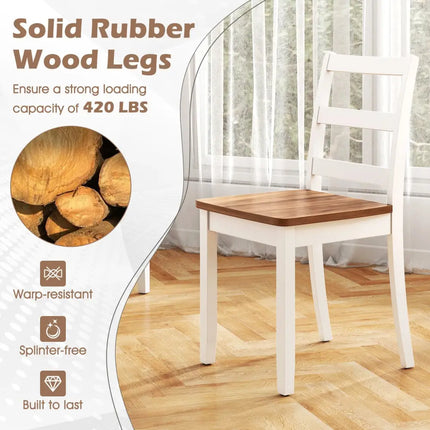 Set of 4 Wood Dining Chairs with Solid Rubber Wood Legs-Rustic Brown - Rustic Brown - Dining Chairs