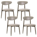 Set of 4 Wooden Modern Upholstered Dining Chairs with Curved Backrest-Gray - Gray - Dining Chairs