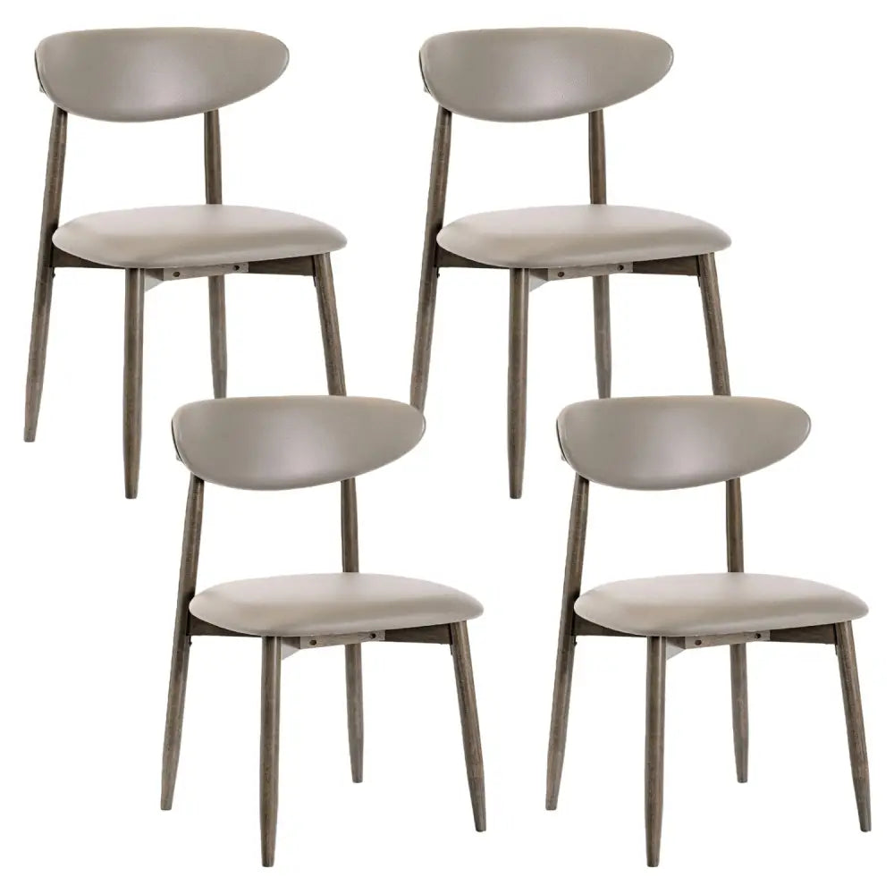 Set of 4 Wooden Modern Upholstered Dining Chairs with Curved Backrest-Gray - Gray - Dining Chairs