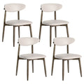 Set of 4 Wooden Modern Upholstered Dining Chairs with Curved Backrest-Beige - Beige - Dining Chairs