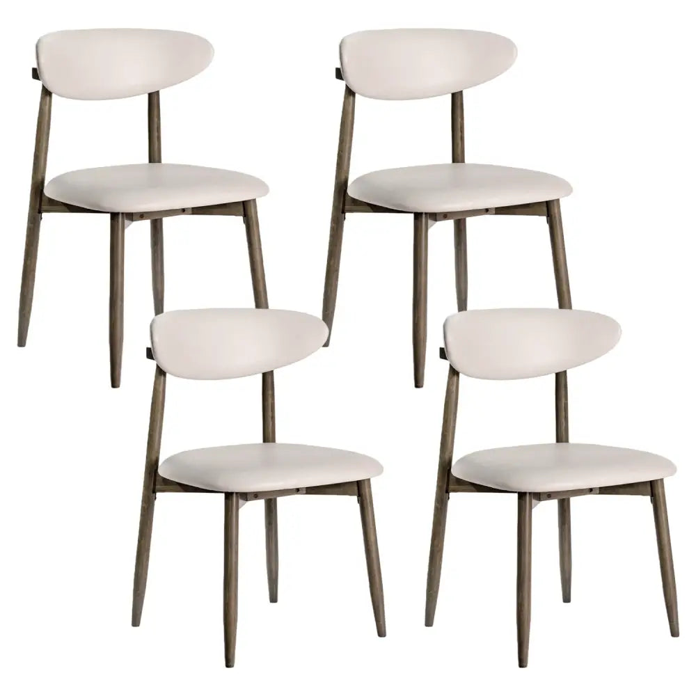 Set of 4 Wooden Modern Upholstered Dining Chairs with Curved Backrest-Beige - Beige - Dining Chairs