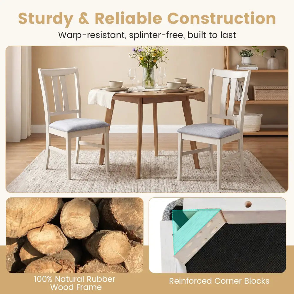 Set of 4 Wooden Upholstered Dining Chairs with High Curved Back-Gray - Gray - Dining Chairs