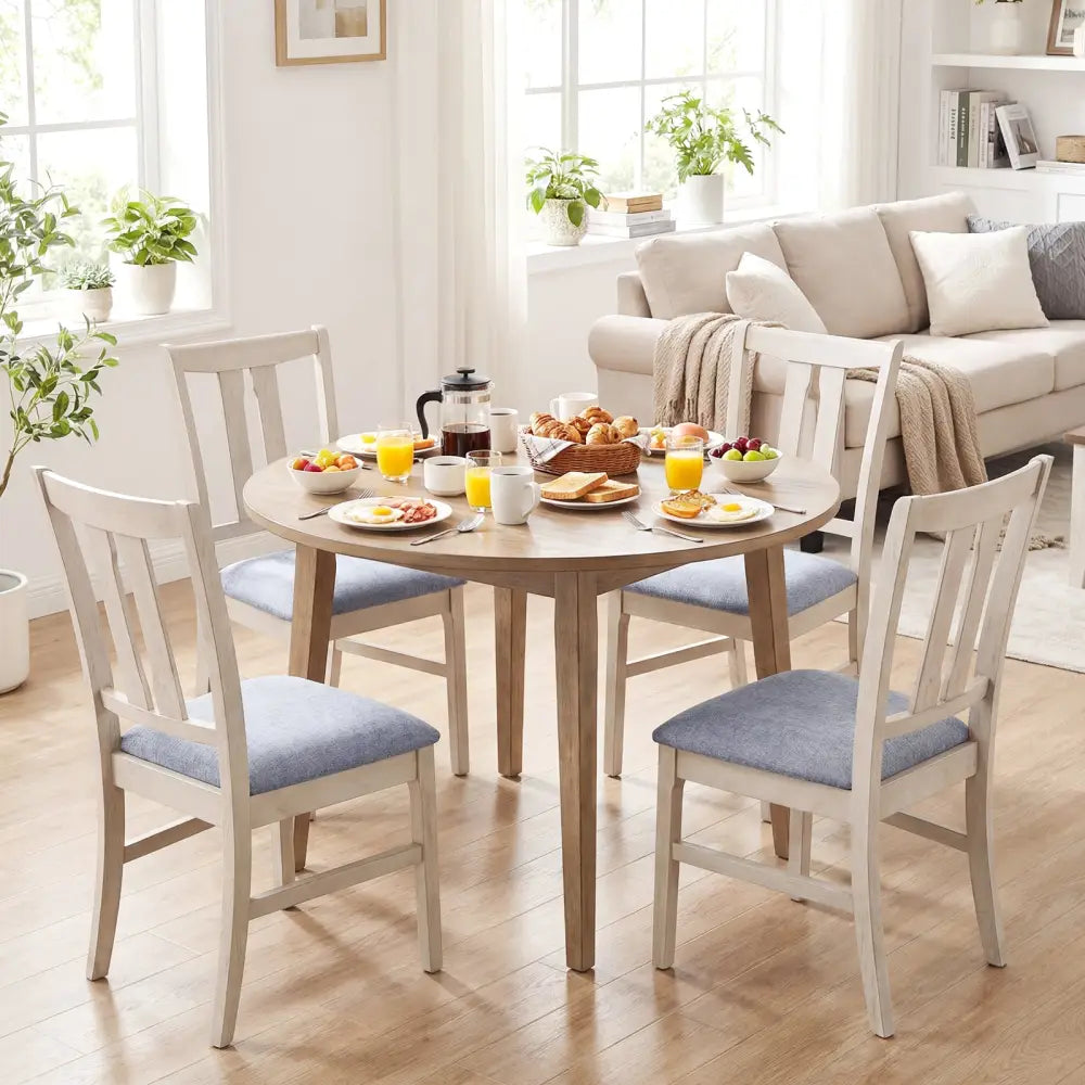 Set of 4 Wooden Upholstered Dining Chairs with High Curved Back-Gray - Gray - Dining Chairs