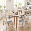 Set of 4 Wooden Upholstered Dining Chairs with High Curved Back-Gray - Gray - Dining Chairs