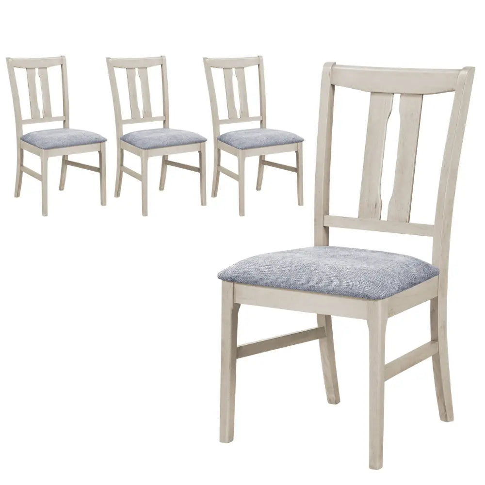 Set of 4 Wooden Upholstered Dining Chairs with High Curved Back-Gray - Gray - Dining Chairs