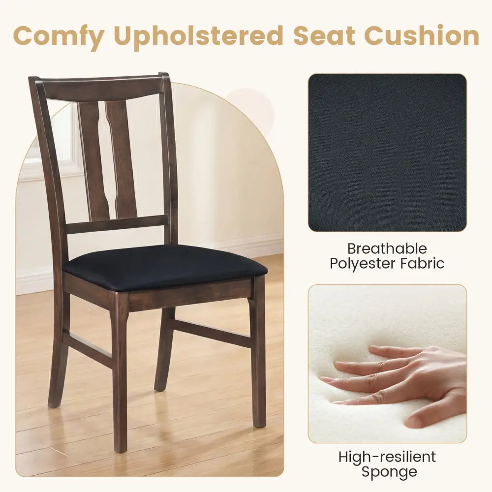 Set of 4 Wooden Upholstered Dining Chairs with High Curved Back-Walnut - Walnut - Dining Chairs