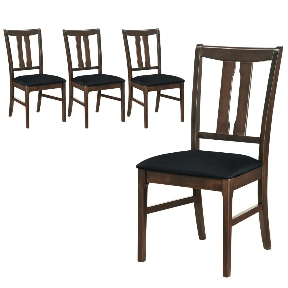 Set of 4 Wooden Upholstered Dining Chairs with High Curved Back-Walnut - Walnut - Dining Chairs