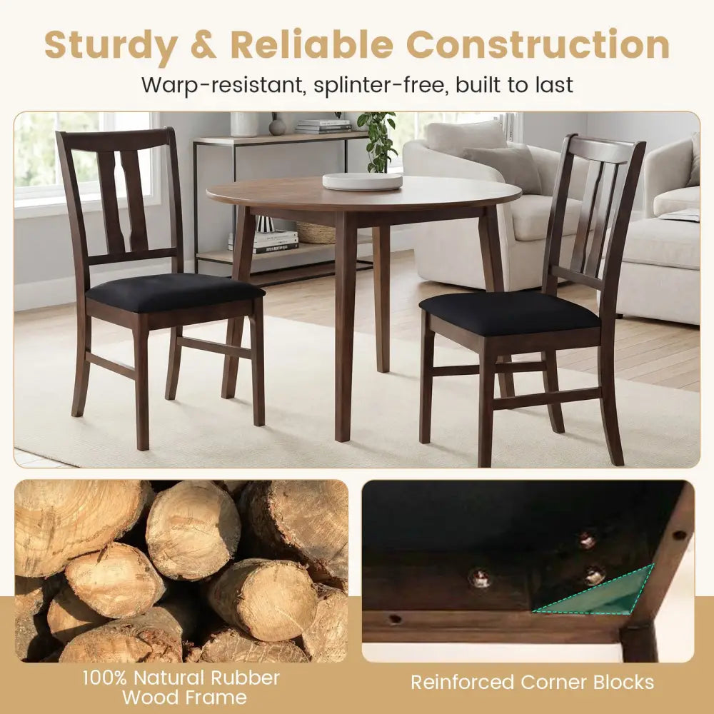 Set of 4 Wooden Upholstered Dining Chairs with High Curved Back-Walnut - Walnut - Dining Chairs