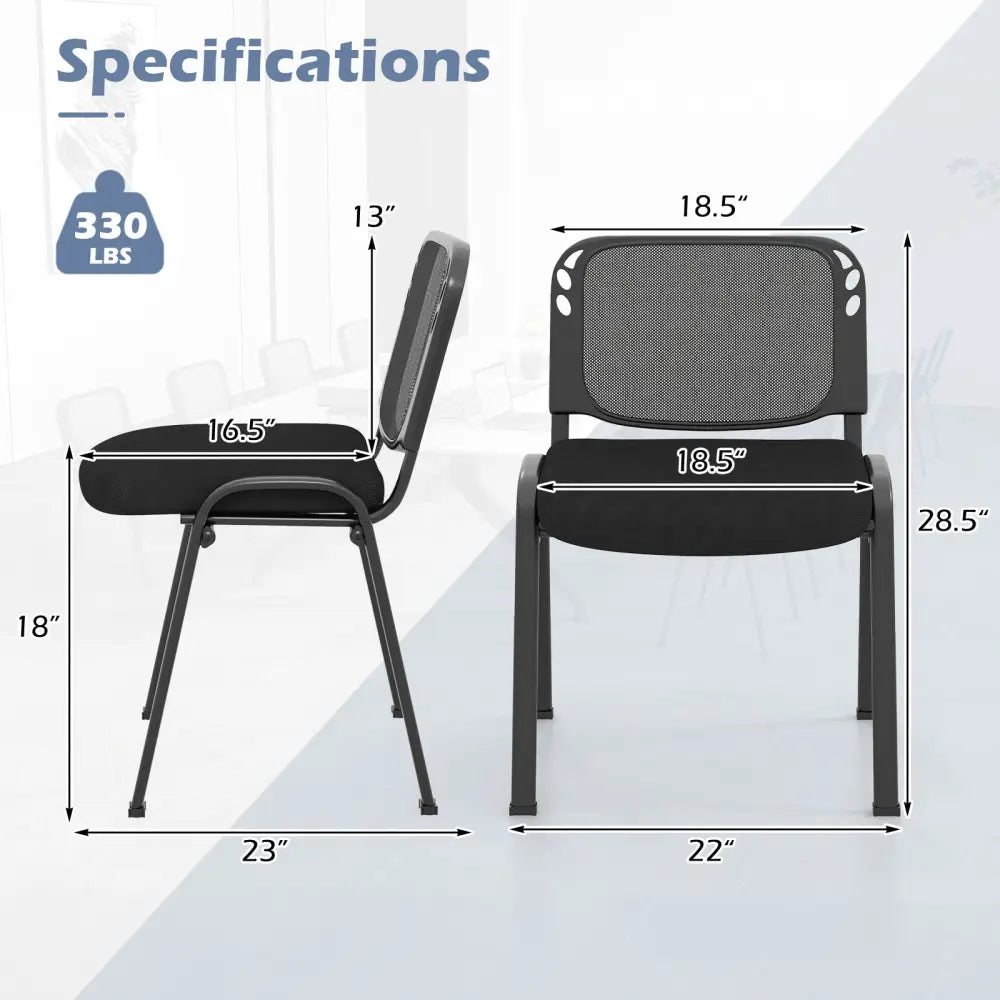 Set of 5 Stackable Conference Chairs with Mesh Back - Black - Conference Chairs