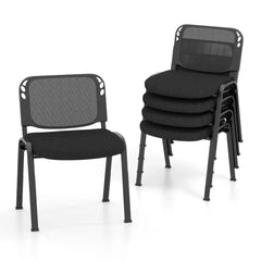 Set of 5 Stackable Conference Chairs with Mesh Back - Black - Conference Chairs