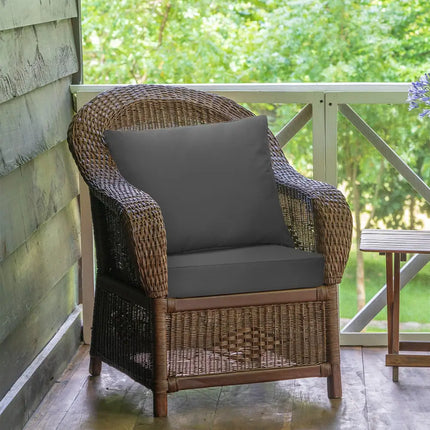 Set of 6 Deep Seat Chair Cushion Pads Set with Rope Belts for Indoor and Outdoor-Gray - Gray - Outdoor Furniture