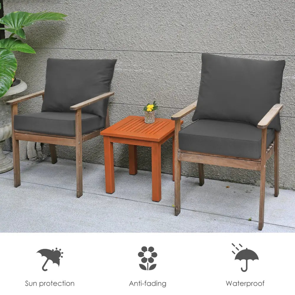 Set of 6 Deep Seat Chair Cushion Pads Set with Rope Belts for Indoor and Outdoor-Gray - Gray - Outdoor Furniture
