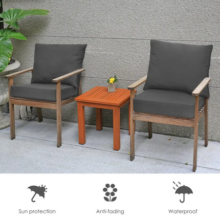 Set of 6 Deep Seat Chair Cushion Pads Set with Rope Belts for Indoor and Outdoor-Gray - Gray - Outdoor Furniture