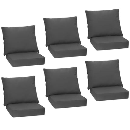 Set of 6 Deep Seat Chair Cushion Pads Set with Rope Belts for Indoor and Outdoor-Gray - Gray - Outdoor Furniture