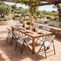Set of 6 Foldable Plastic Chairs with Ergonomic Backrest-White - White - Dining Chairs