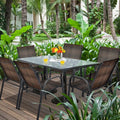 Set of 6 Outdoor PE Wicker Stackable Chairs with Sturdy Steel Frame-Brown - Brown - Patio Dining Chairs