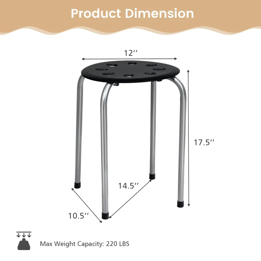 Set of 6 Portable Plastic Stack Stools -Gray - Gray - Dining Chairs