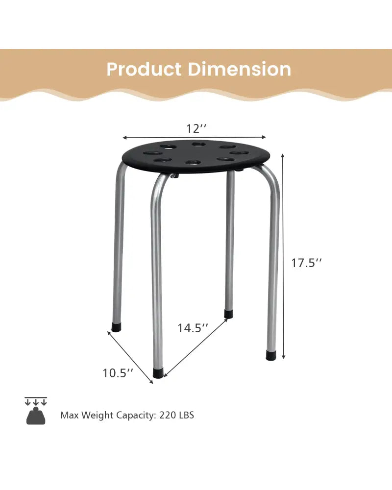 Set of 6 Portable Plastic Stack Stools -Gray - Gray - Dining Chairs