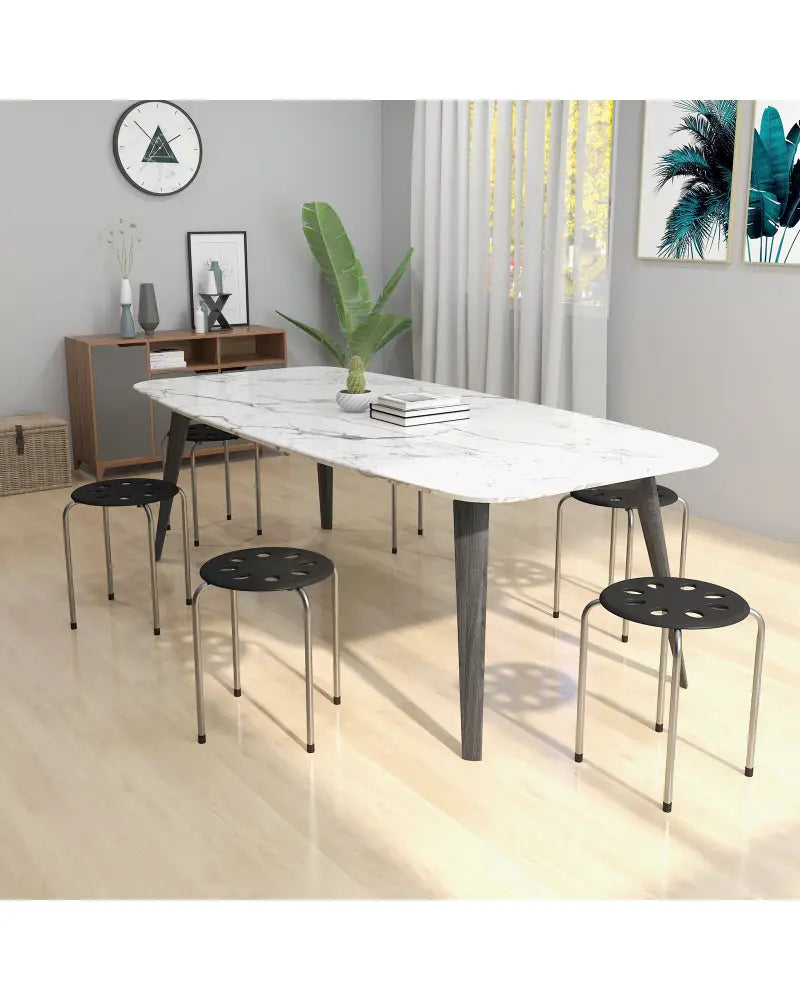 Set of 6 Portable Plastic Stack Stools -Gray - Gray - Dining Chairs