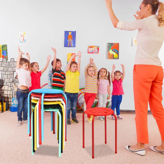 Set of 6 Portable Plastic Stack Stools-Multicolor - Multicolor - Dining Chairs