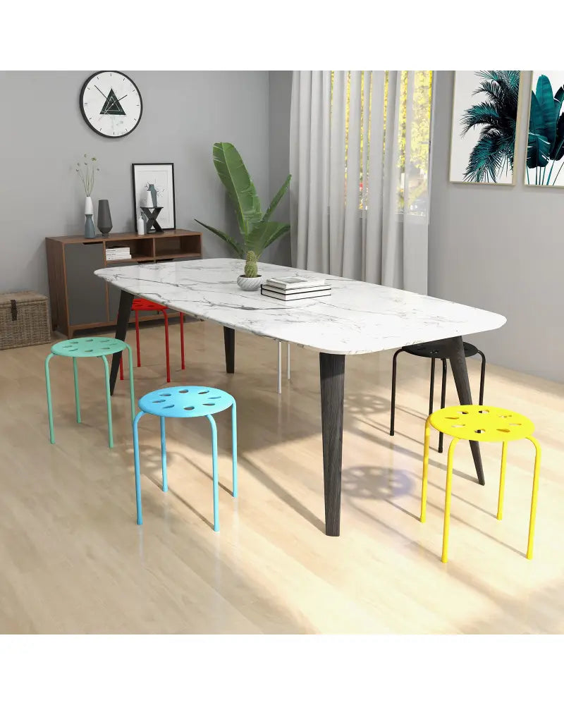 Set of 6 Portable Plastic Stack Stools-Multicolor - Multicolor - Dining Chairs