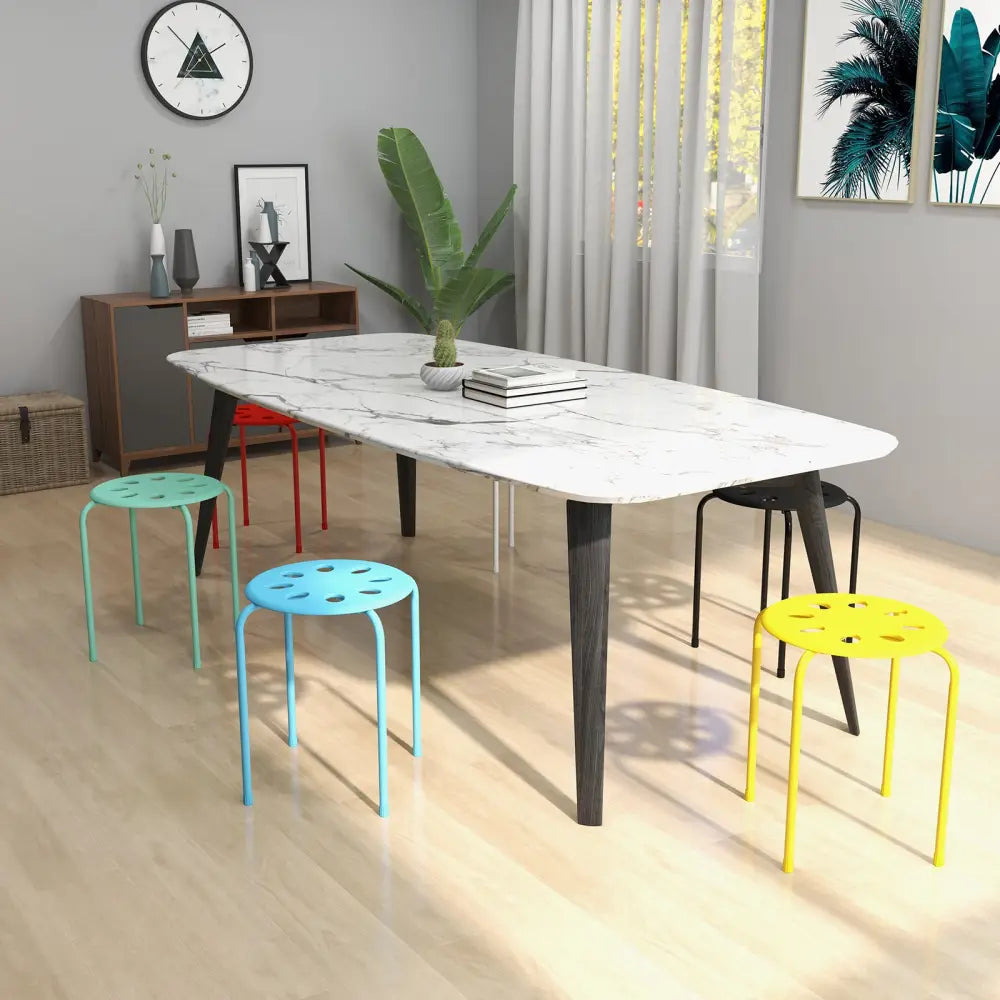 Set of 6 Portable Plastic Stack Stools-Multicolor - Multicolor - Dining Chairs