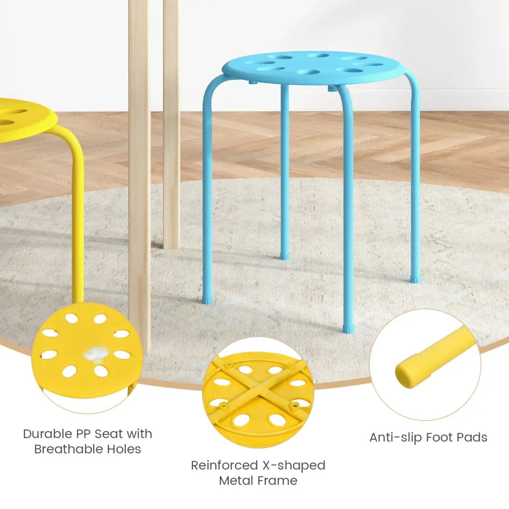 Set of 6 Portable Plastic Stack Stools-Multicolor - Multicolor - Dining Chairs