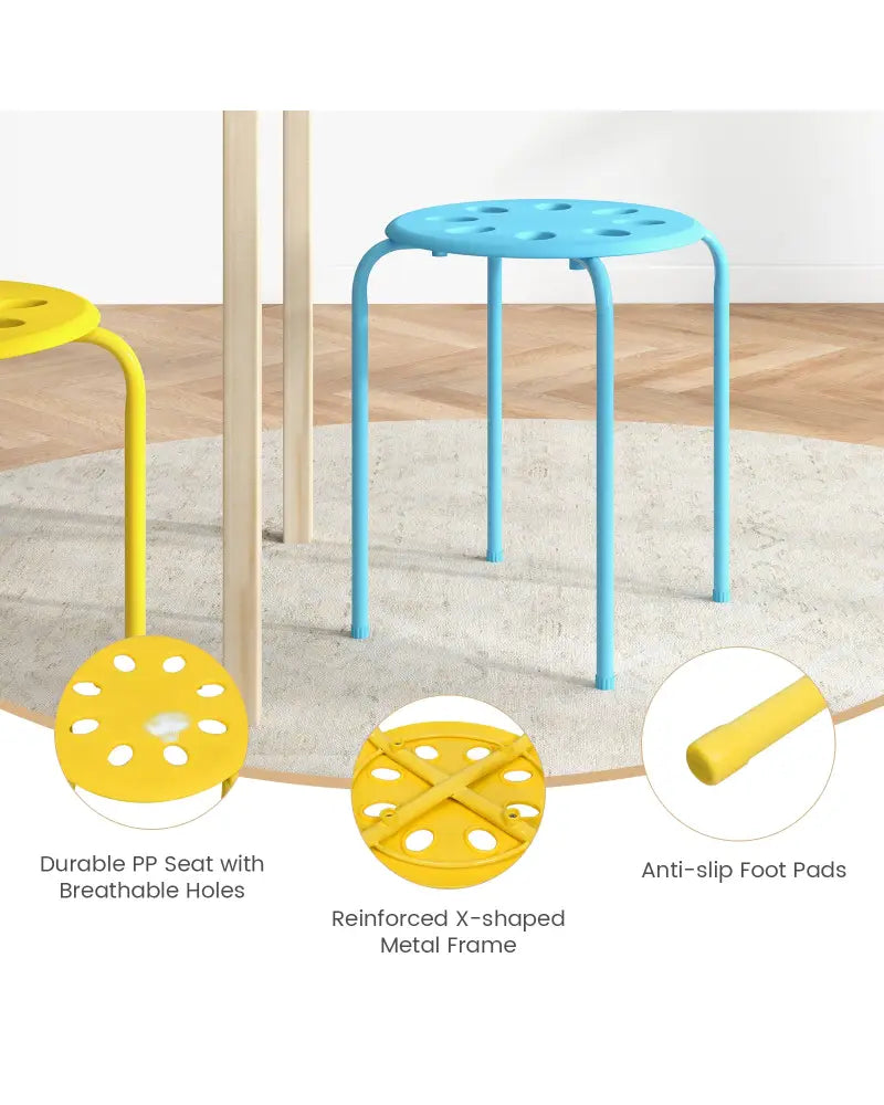 Set of 6 Portable Plastic Stack Stools-Multicolor - Multicolor - Dining Chairs