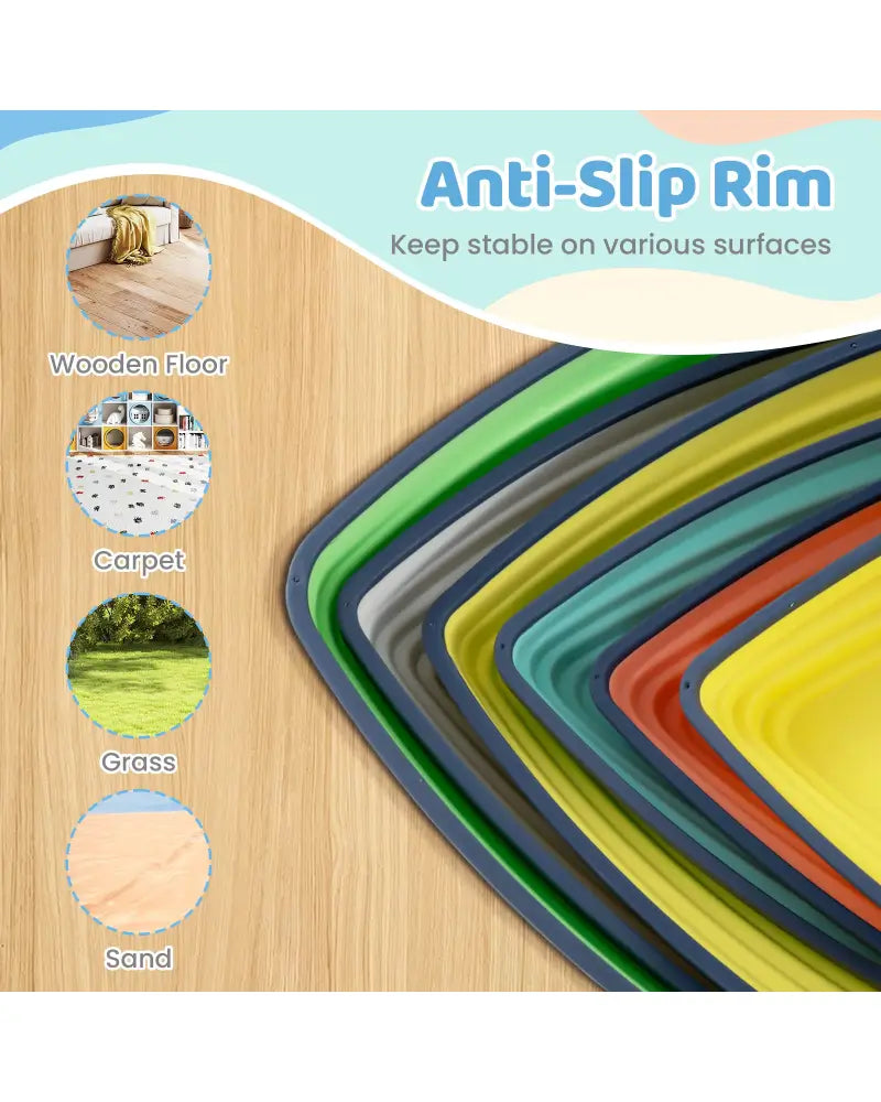 Set of 6 Stepping Stones for Kids Non-Slip Balance Stones with Storage Bag-Set of 6 - Multicolor - Toy Sports