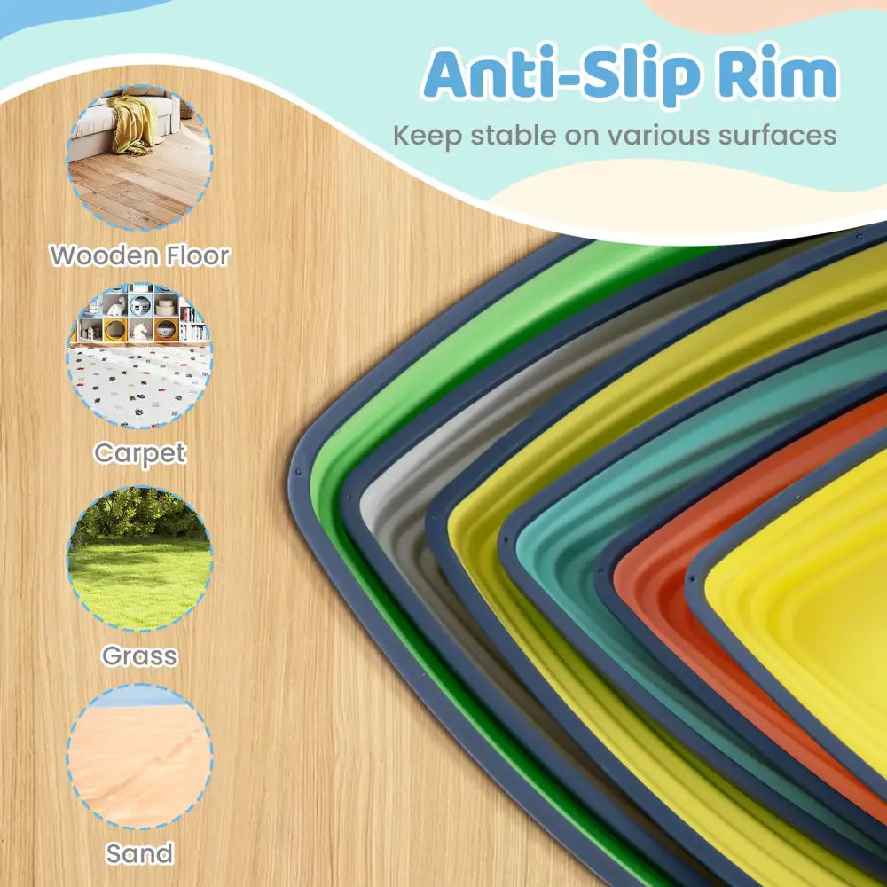 Set of 6 Stepping Stones for Kids Non-Slip Balance Stones with Storage Bag-Set of 6 - Multicolor - Toy Sports