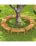 Set of 7 Outdoor Bench Acacia Wood Curved Garden Bench 2-Person - Natural - Outdoor Benches