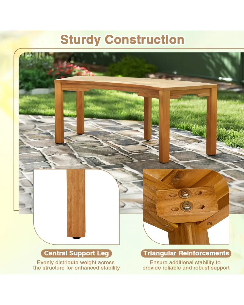 Set of 7 Outdoor Bench Acacia Wood Curved Garden Bench 2-Person - Natural - Outdoor Benches