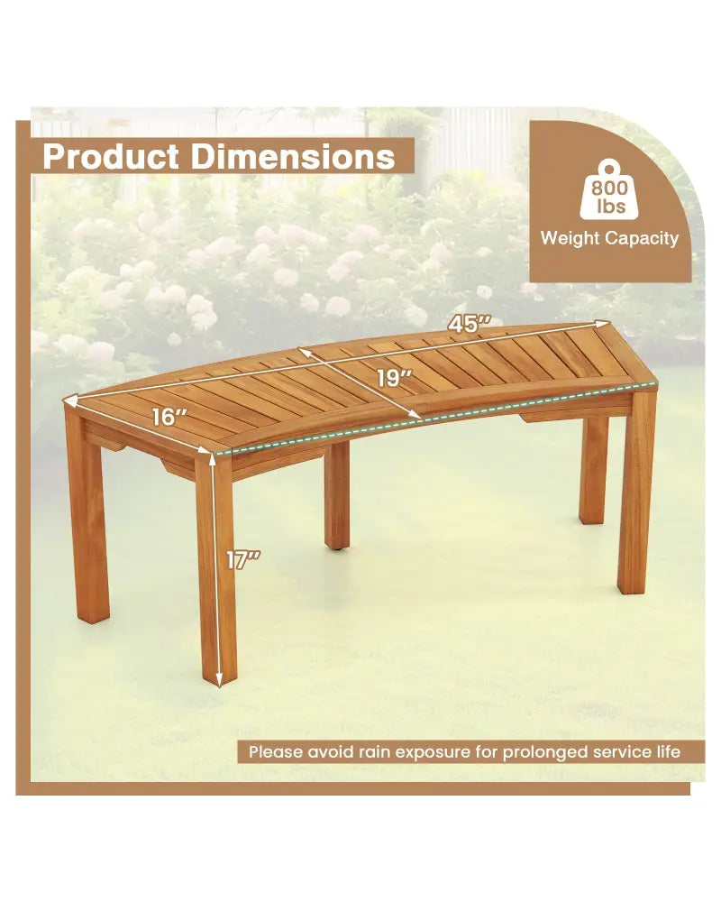 Set of 7 Outdoor Bench Acacia Wood Curved Garden Bench 2-Person - Natural - Outdoor Benches