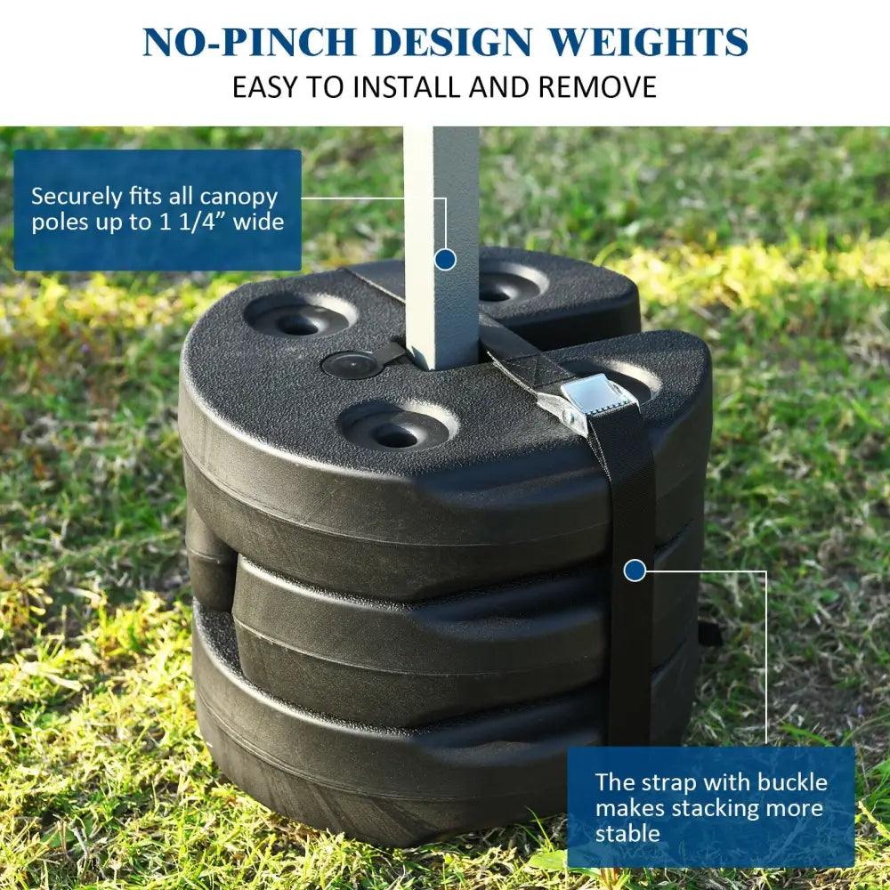 Set of 8 Canopy Weights 40lbs Weight Plate Kit with No-Pinch Design - Black - Outdoor Umbrella Bases