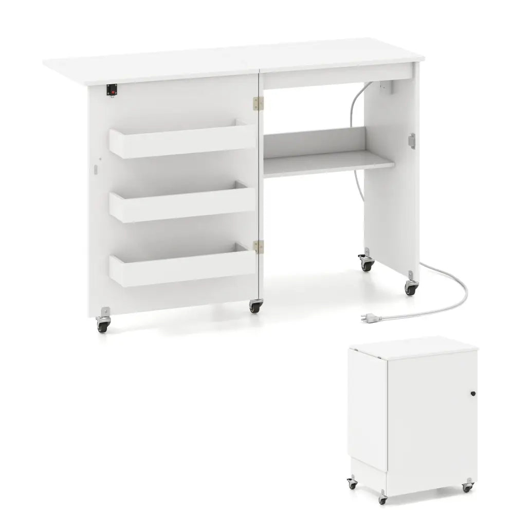 Sewing Machine and Table Set with Charging Station Folding Craft Desk and Beginner Sewing Machine - Office Desks