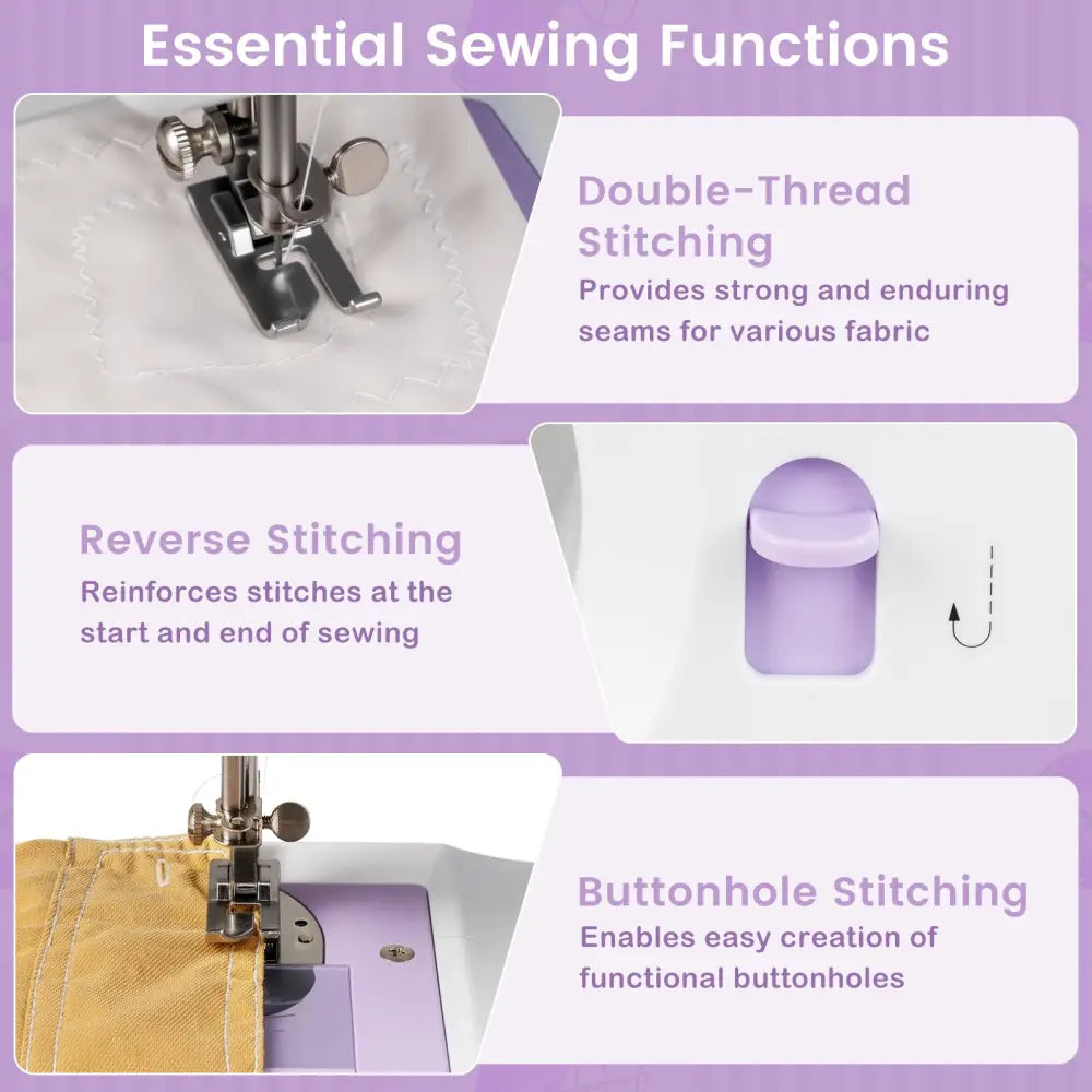 Sewing Machine for Beginners Mini Sewing Machine with 12 Built-in Stitches - White - Sewing Tables
