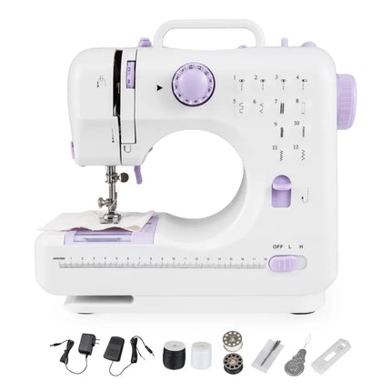 Sewing Machine for Beginners Mini Sewing Machine with 12 Built-in Stitches - White - Sewing Tables