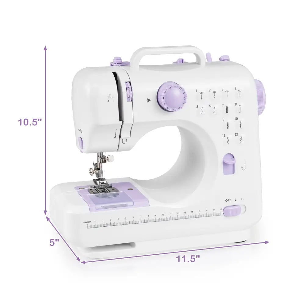Sewing Machine for Beginners Mini Sewing Machine with 12 Built-in Stitches - White - Sewing Tables