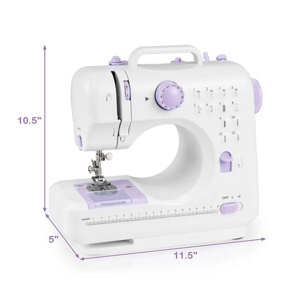Sewing Machine for Beginners Mini Sewing Machine with 12 Built-in Stitches - White - Sewing Tables