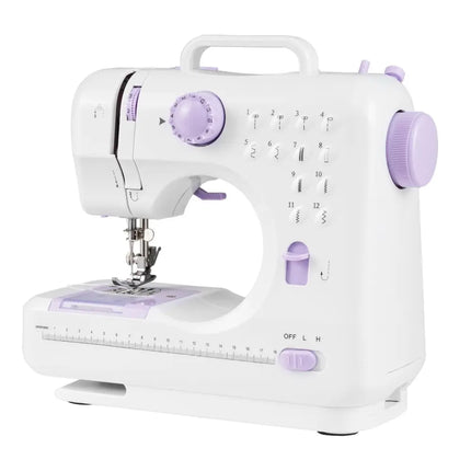 Sewing Machine for Beginners Mini Sewing Machine with 12 Built-in Stitches - White - Sewing Tables