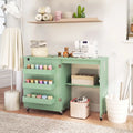 Sewing Machine Table with Charging Station and Lockable Casters-Green - Green - Sewing Tables