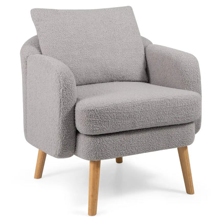 Sherpa Accent Chair Modern Living Room Chair with Seat Cushion-Grey - Gray - Accent Chairs
