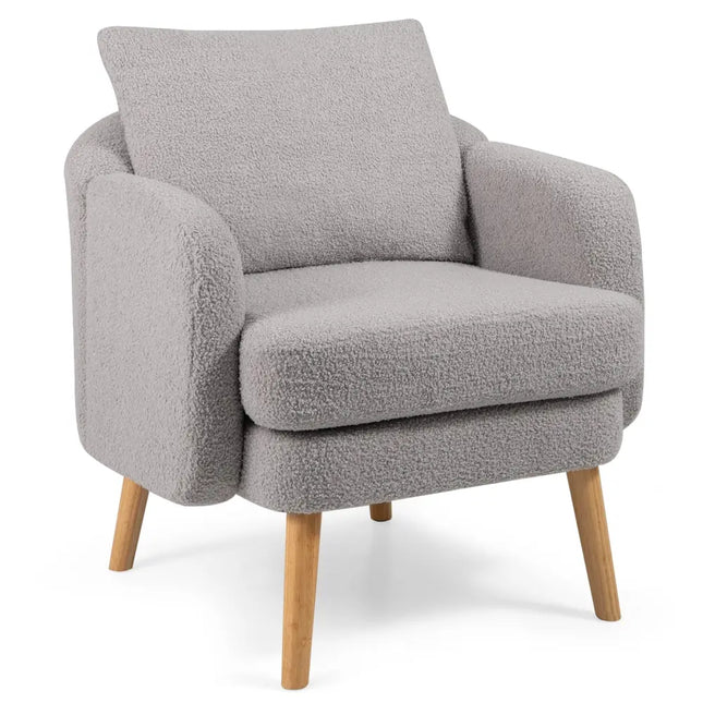 Sherpa Accent Chair Modern Living Room Chair with Seat Cushion-Grey - Gray - Accent Chairs