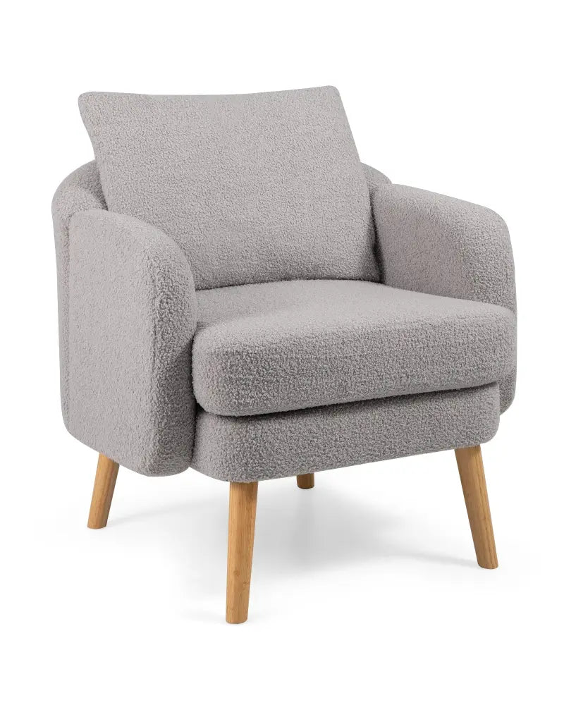 Sherpa Accent Chair Modern Living Room Chair with Seat Cushion-Grey - Gray - Accent Chairs