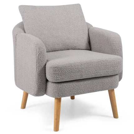 Sherpa Accent Chair Modern Living Room Chair with Seat CushionGrey - Oasis Home Essentials