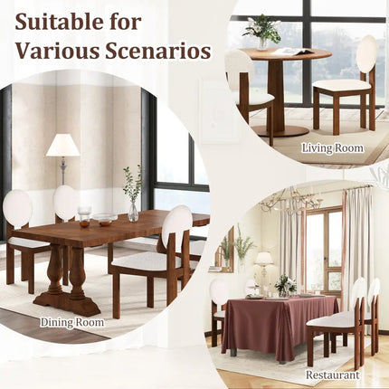 Sherpa Dining Chairs Set of 2 with Rubber Wood Legs for Living Room Restaurant-White - White - Dining Chairs