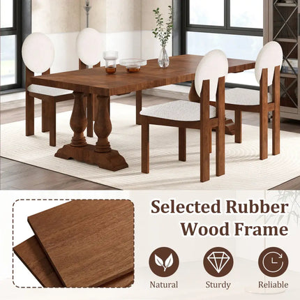 Sherpa Dining Chairs Set of 2 with Rubber Wood Legs for Living Room Restaurant-White - White - Dining Chairs